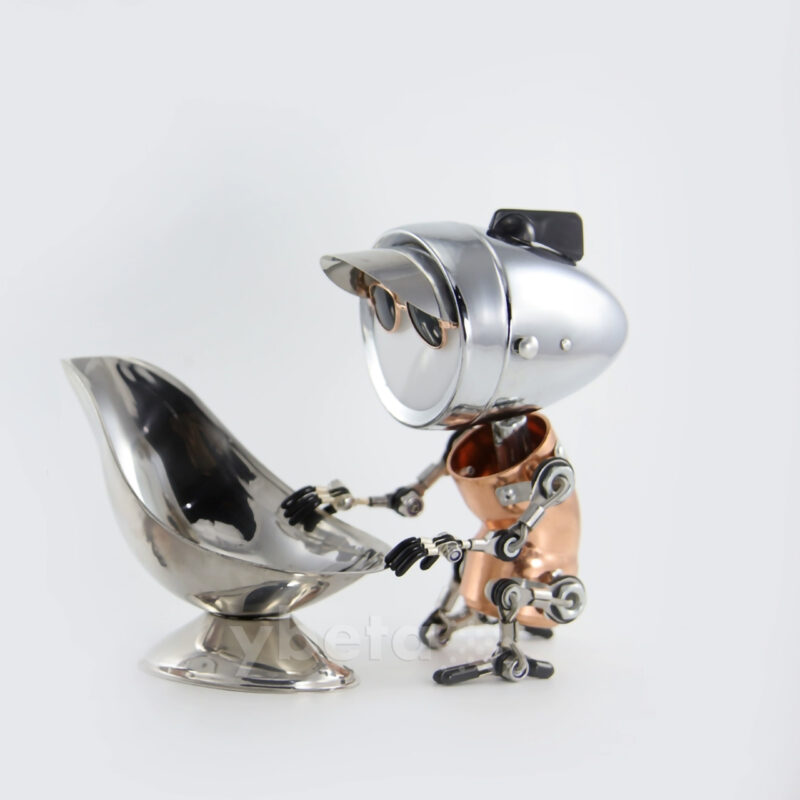 Steampunk Handmade Robot Desk Lamp – Industrial Style Metal Art Decor