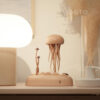Kinetic Wooden Jellyfish Sculpture – Handmade Moving Desk Art for Ocean Lovers