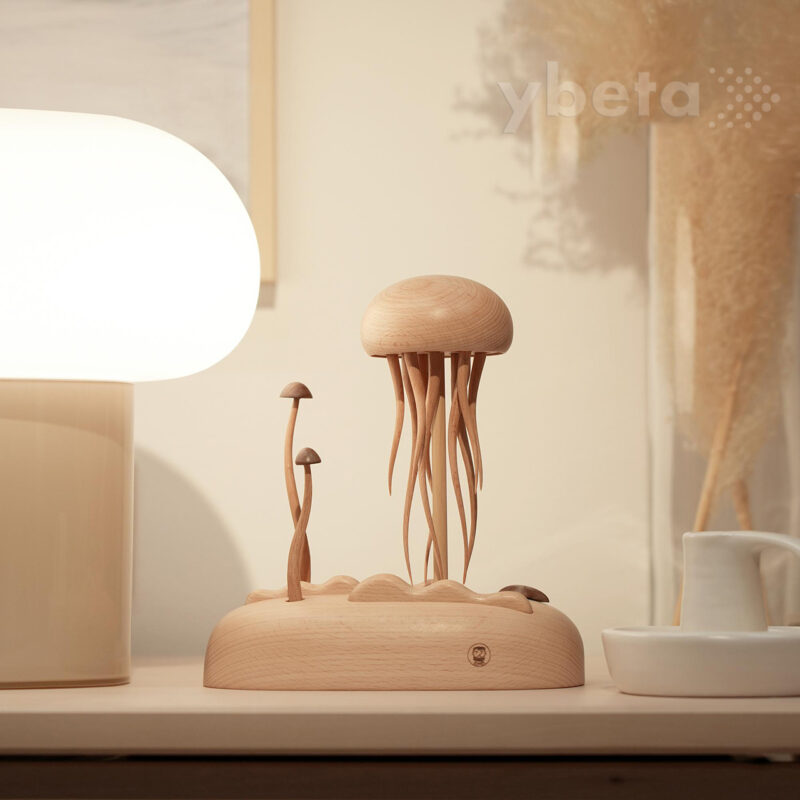 Jellyfish_Sculpture_3x Kinetic Wooden Jellyfish Sculpture – Handmade Moving Desk Art for Ocean Lovers