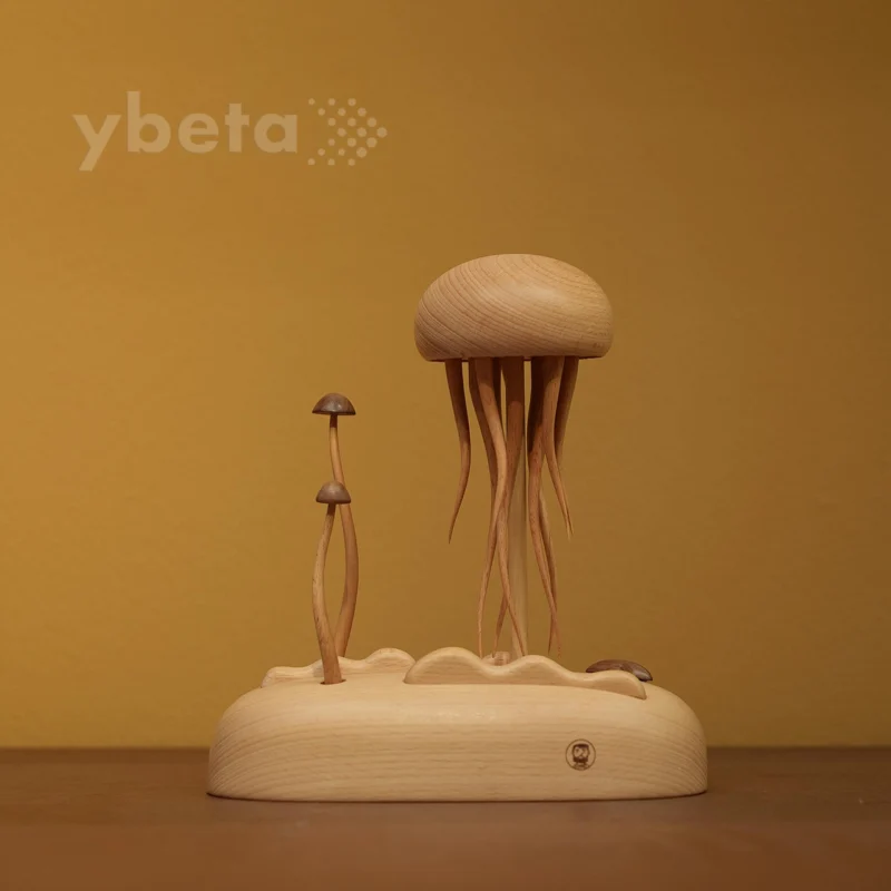 Jellyfish_Sculpture_4x Kinetic Wooden Jellyfish Sculpture – Handmade Moving Desk Art for Ocean Lovers