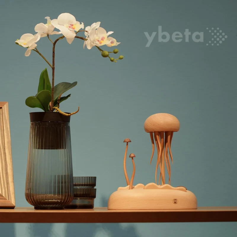 Jellyfish_Sculpture_6x Kinetic Wooden Jellyfish Sculpture – Handmade Moving Desk Art for Ocean Lovers